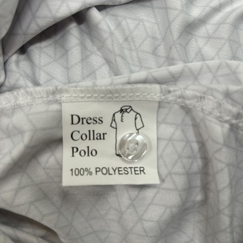 New Collars and Co Mens Original Dress Collar SS Polo Shirt Small White/Gray Geo - Picture 5 of 8